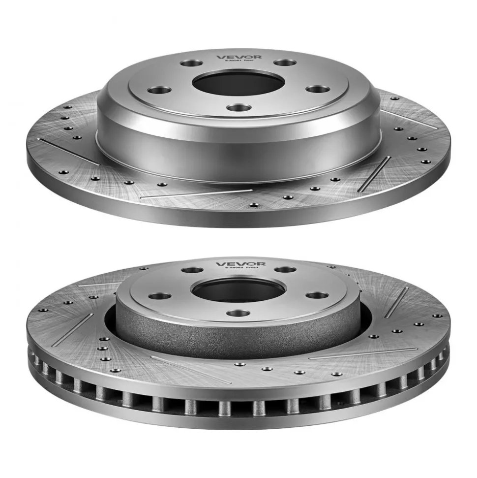 VEVOR Front & Rear Brake Kit Ceramic Brake Pads and Drilled Slotted Rotors, Compatible with 2011-2020 Dodge Durango 3.6L, 2011-2014 Jeep Grand Cherokee 3.6L 5.7L, 2015-2020 Jeep Grand Cherokee 3.6L