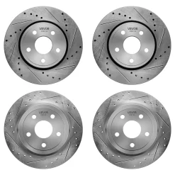 VEVOR Front & Rear Brake Kit Ceramic Brake Pads and Drilled Slotted Rotors, Compatible with 2011-2020 Dodge Durango 3.6L, 2011-2014 Jeep Grand Cherokee 3.6L 5.7L, 2015-2020 Jeep Grand Cherokee 3.6L