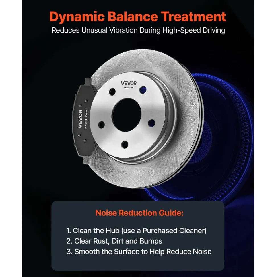 VEVOR Front & Rear Brake Kit Ceramic Brake Pads and Drilled Slotted Rotors, Compatible with 2012-2017 Toyota Camry, 2013-2018 Toyota Avalon, 2013-2018 Lexus ES 350, 2013-2018 Lexus ES 300h
