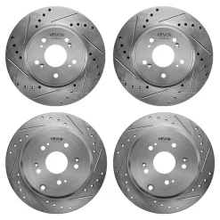 VEVOR Front & Rear Brake Kit Compatible with 2012-2016 Honda CR-V (AWD), Cast Iron Drilled and Slotted Brake Rotors, Ceramic Brake Pads Replacement Kit, 11.65" Front Rotors and 12" Rear Rotors