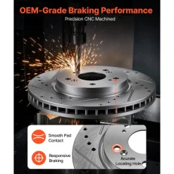 VEVOR Front & Rear Brake Kit Compatible with 2012-2016 Honda CR-V (AWD), Cast Iron Drilled and Slotted Brake Rotors, Ceramic Brake Pads Replacement Kit, 11.65