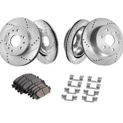 VEVOR Front Rear Brake Kit for 2014-2018 Chevy Silverado GMC Sierra 1500, 2015-2020 Suburban Tahoe Yukon XL Escalade ESV, Drilled & Slotted Brake Rotors Ceramic Brake Pads Replacement Kit