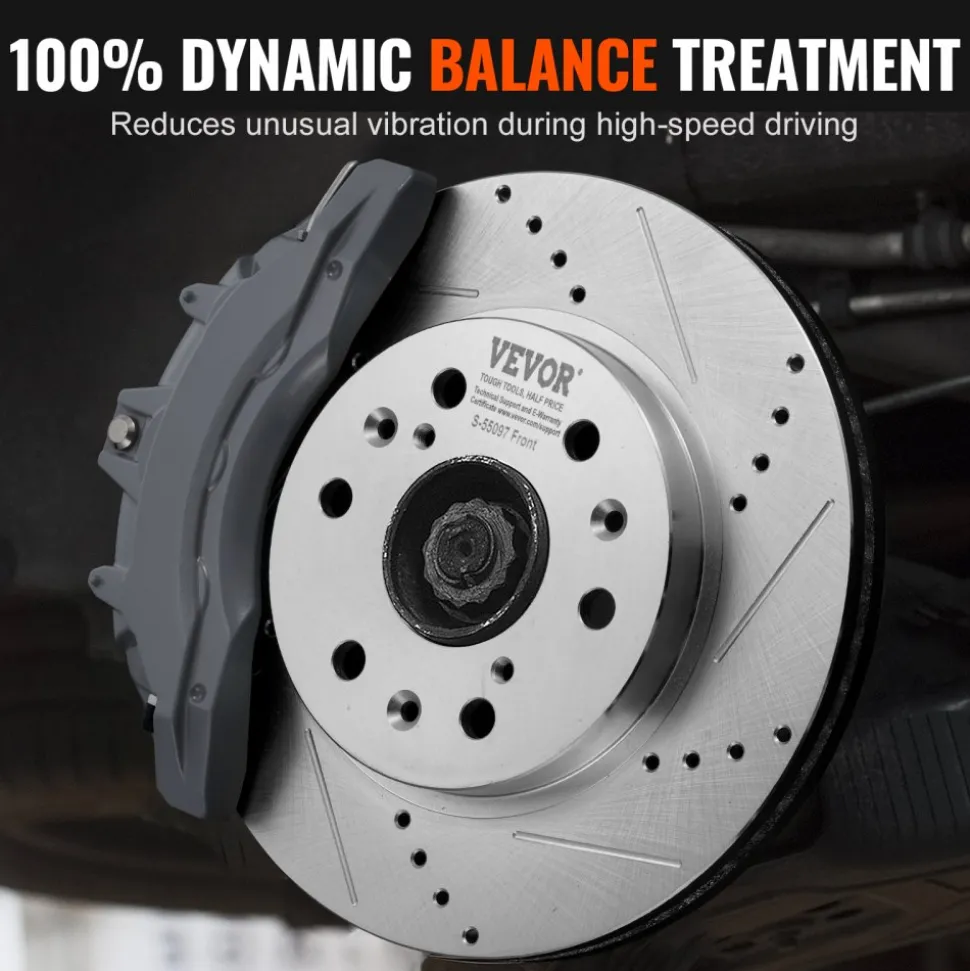 VEVOR Front Rear Brake Kit for 2014-2018 Chevy Silverado GMC Sierra 1500, 2015-2020 Suburban Tahoe Yukon XL Escalade ESV, Drilled & Slotted Brake Rotors Ceramic Brake Pads Replacement Kit