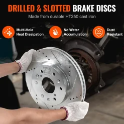 VEVOR Front Rear Brake Kit for 2014-2018 Chevy Silverado GMC Sierra 1500, 2015-2020 Suburban Tahoe Yukon XL Escalade ESV, Drilled & Slotted Brake Rotors Ceramic Brake Pads Replacement Kit