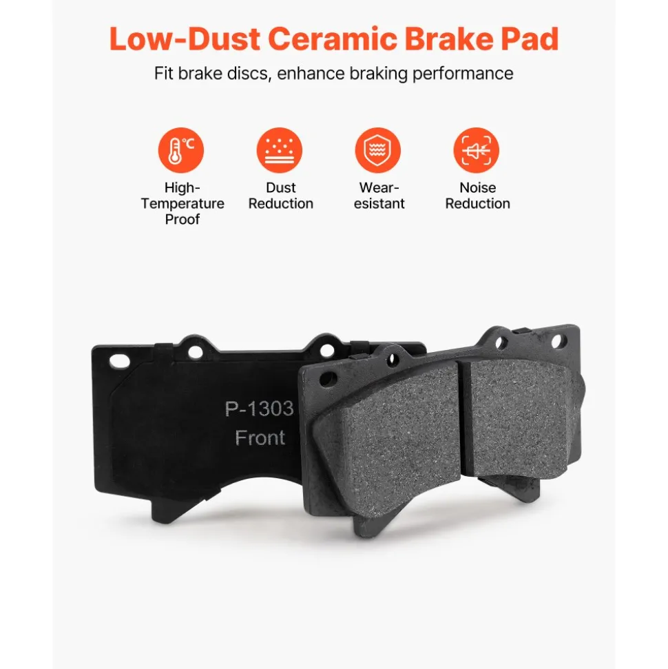 VEVOR Front & Rear Ceramic Brake Kit Compatible with 2016-2021 Lexus LX570, 2016-2021 Toyota Land Cruiser, Drilled and Slotted Brake Rotors Ceramic Brake Pads Replacement Kit, 14 inch Front Rotors