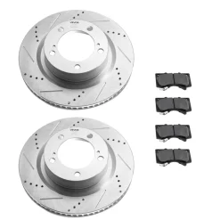 VEVOR Front & Rear Ceramic Brake Kit Compatible with 2016-2021 Lexus LX570, 2016-2021 Toyota Land Cruiser, Drilled and Slotted Brake Rotors Ceramic Brake Pads Replacement Kit, 14 inch Front Rotors