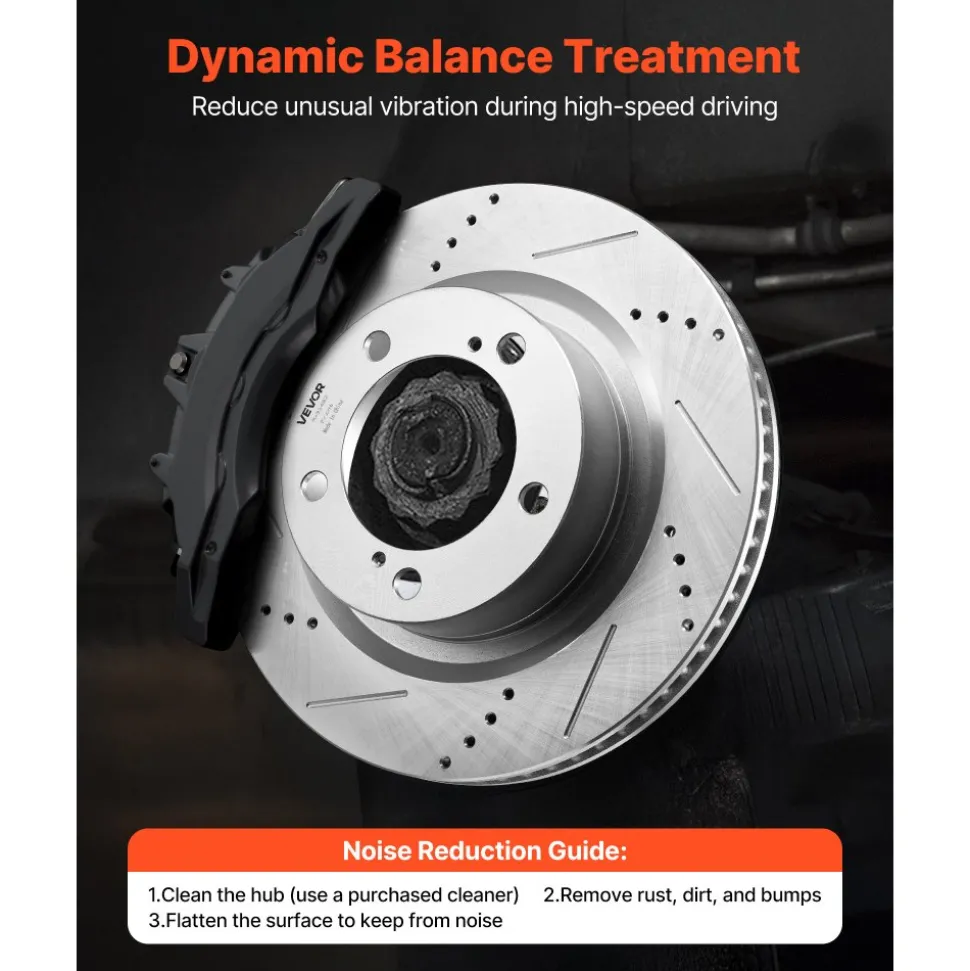 VEVOR Front & Rear Ceramic Brake Kit Compatible with 2016-2021 Lexus LX570, 2016-2021 Toyota Land Cruiser, Drilled and Slotted Brake Rotors Ceramic Brake Pads Replacement Kit, 14 inch Front Rotors