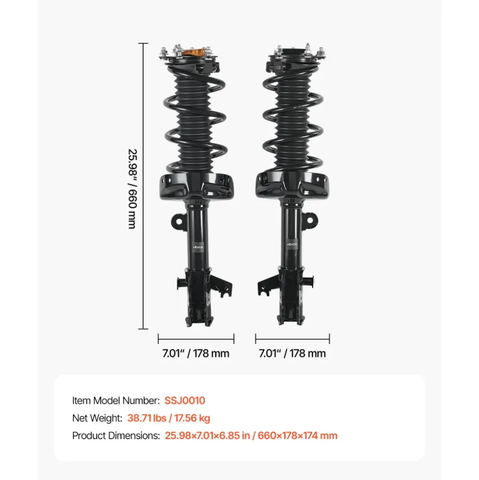 VEVOR Front Shock Absorber Strut Assembly, 2Pcs Shock and Strut Assembly with Coil Spring, Compatible with 2007-2014 Honda CR-V, Automotive Replacement Struts, OE 272491/272492