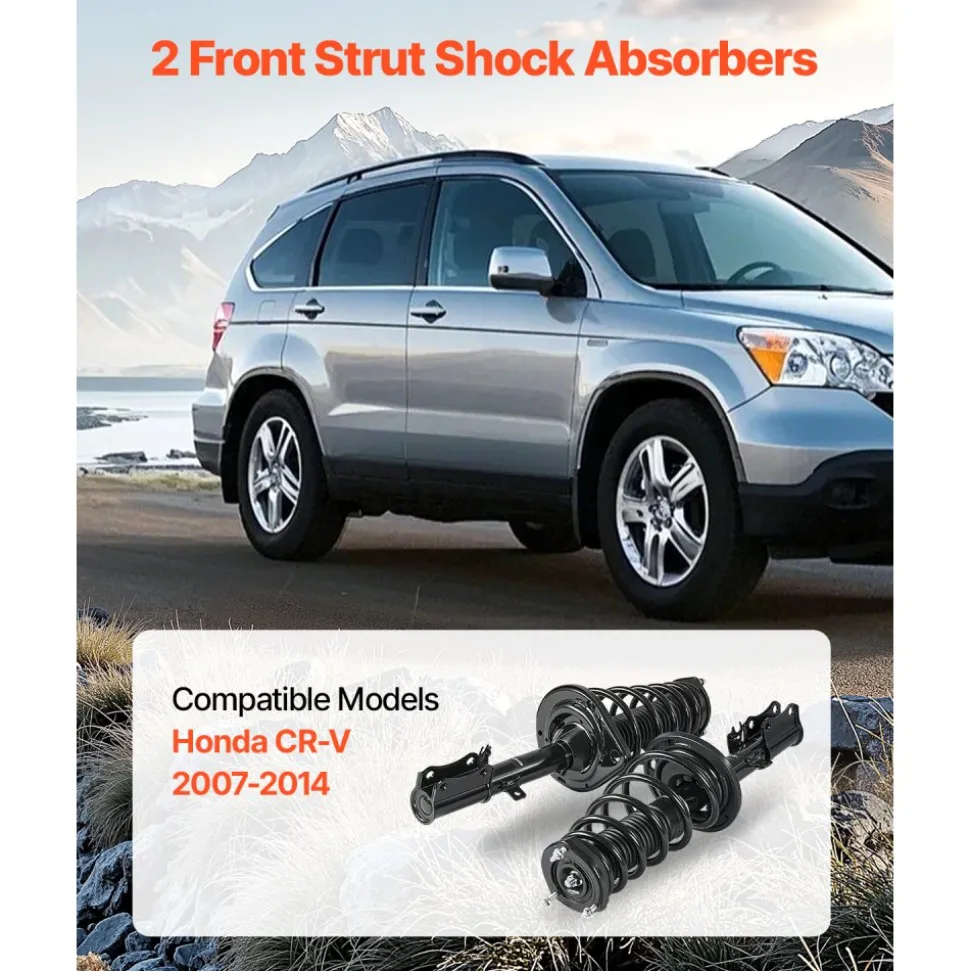 VEVOR Front Shock Absorber Strut Assembly, 2Pcs Shock and Strut Assembly with Coil Spring, Compatible with 2007-2014 Honda CR-V, Automotive Replacement Struts, OE 272491/272492