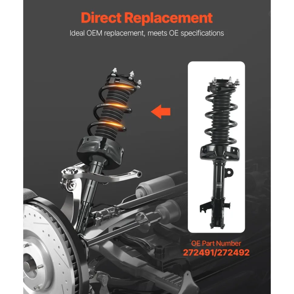VEVOR Front Shock Absorber Strut Assembly, 2Pcs Shock and Strut Assembly with Coil Spring, Compatible with 2007-2014 Honda CR-V, Automotive Replacement Struts, OE 272491/272492