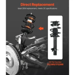 VEVOR Front Shock Absorber Strut Assembly, 2Pcs Shock and Strut Assembly with Coil Spring, Compatible with 2002-2006 Mini Cooper Convertible, Automotive Replacement Struts for OE 172265 / 172266