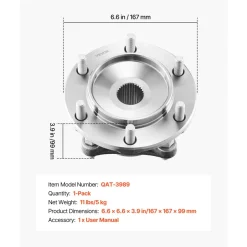 VEVOR Front Wheel Bearing & Hub Assembly Fit for 2021 Toyota 4Runner Base Limited Nightshade Sport Utility Tacoma Edicion Especial Crew Cab Pickup 4-Door 4WD OEM 515201, Wheel Bearing Hub Assembly Set