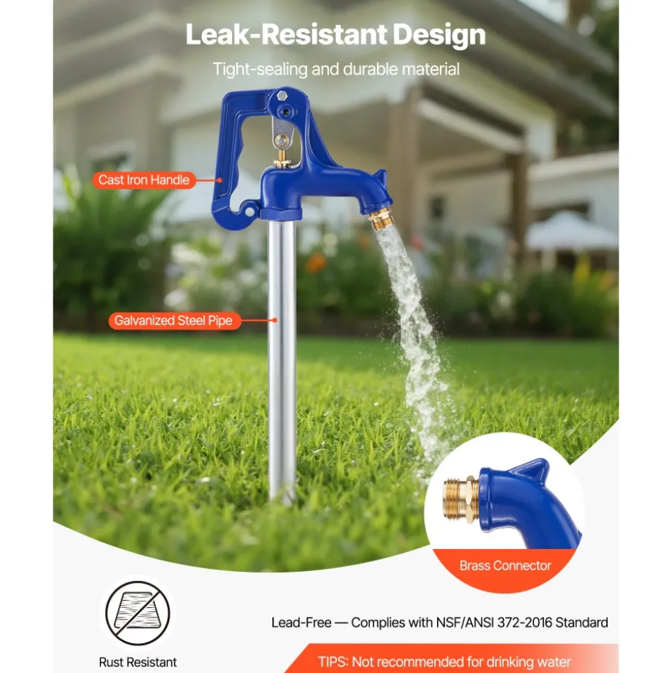 VEVOR Frost Proof Yard Hydrant, 5.24FT Freeze-Proof Outdoor Faucet with 36" Bury Depth, 3/4" NPT Pipe Connection & 3/4" NH Hose Coupling, No Lead Freezeless Hydrant for Yard Garden Farm Irrigation