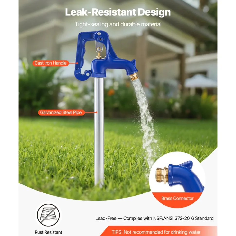 VEVOR Frost Proof Yard Hydrant, 6.22FT Freeze-Proof Outdoor Faucet with 48" Bury Depth, 3/4" NPT Pipe Connection & 3/4" NH Hose Coupling, No Lead Freezeless Hydrant for Yard Garden Farm Irrigation
