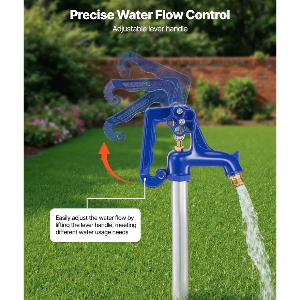 VEVOR Frost Proof Yard Hydrant, 3.22FT Freeze-Proof Outdoor Faucet with 12" Bury Depth, 3/4" NPT Pipe Connection, Lever Handle + Handwheel, No Lead Freezeless Hydrant for Yard Garden Farm Irrigation