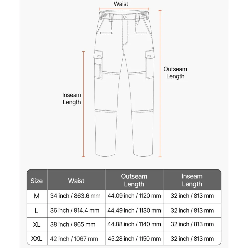 VEVOR FR Pants for Men, 9 oz 100% Cotton, Flame-Resistant Cargo Pants with Multi-Pockets and Elastic Waist, Reinforced Tear-proof Stitching, Ideal for Welding Work and Casual Wear, M Size, Gray