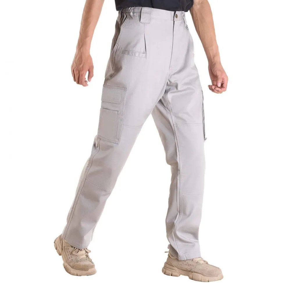 VEVOR FR Pants for Men, 9 oz 100% Cotton, Flame-Resistant Cargo Pants with Multi-Pockets and Elastic Waist, Reinforced Tear-proof Stitching, Ideal for Welding Work and Casual Wear, XXL Size, Gray