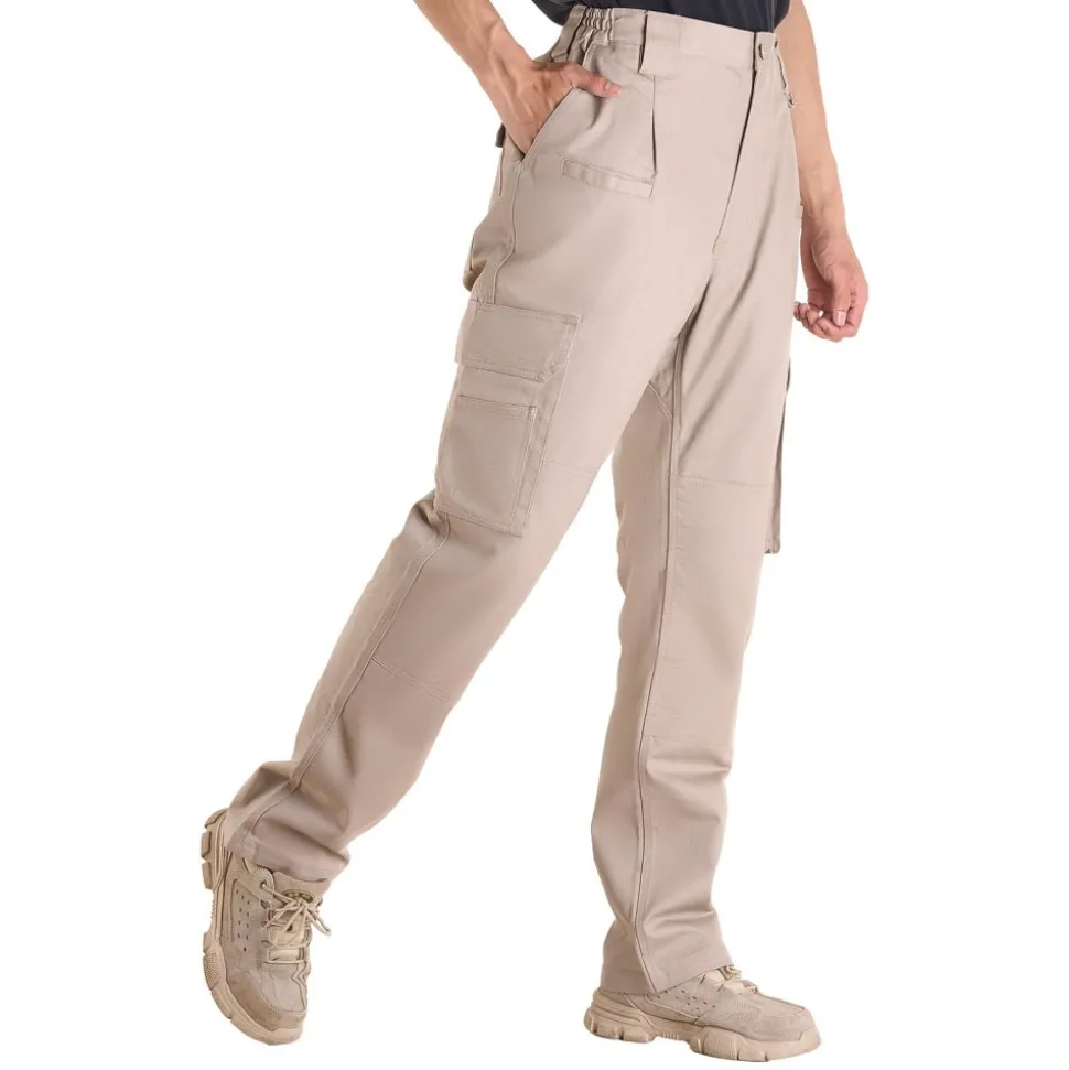 VEVOR FR Pants for Men, 9 oz 100% Cotton, Flame-Resistant Cargo Pants with Multi-Pockets and Elastic Waist, Reinforced Tear-proof Stitching, Ideal for Welding Work and Casual Wear, M Size, Dark Blue