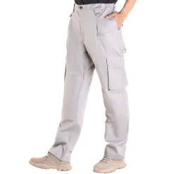 VEVOR FR Pants for Men, 9 oz 100% Cotton, Flame-Resistant Cargo Pants with Multi-Pockets and Elastic Waist, Reinforced Tear-proof Stitching, Ideal for Welding Work and Casual Wear, L Size, Gray