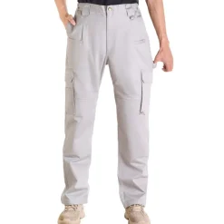 VEVOR FR Pants for Men, 9 oz 100% Cotton, Flame-Resistant Cargo Pants with Multi-Pockets and Elastic Waist, Reinforced Tear-proof Stitching, Ideal for Welding Work and Casual Wear, L Size, Gray