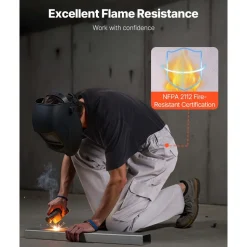 VEVOR FR Pants for Men, 9 oz 100% Cotton, Flame-Resistant Cargo Pants with Multi-Pockets and Elastic Waist, Reinforced Tear-proof Stitching, Ideal for Welding Work and Casual Wear, L Size, Gray