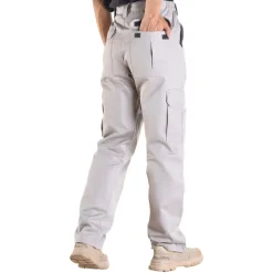 VEVOR FR Pants for Men, 9 oz 100% Cotton, Flame-Resistant Cargo Pants with Multi-Pockets and Elastic Waist, Reinforced Tear-proof Stitching, Ideal for Welding Work and Casual Wear, L Size, Gray