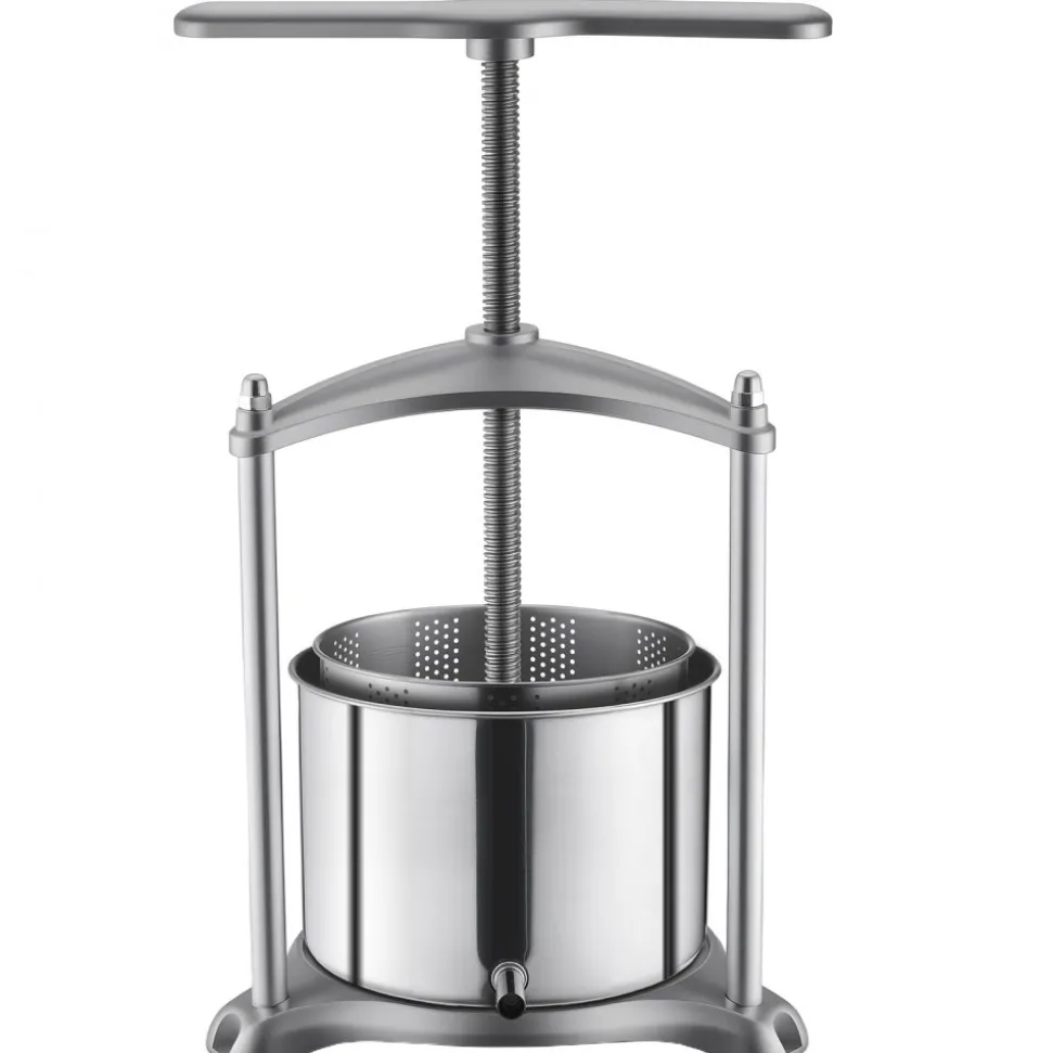 VEVOR Fruit Wine Press, 1.6 Gallon/6L, Stainless Steel Manual Juice Maker with Powerful T-Shaped Handle, Juice Making for Apple/Grape/Orange/Berry, Cheese/Tincture/Herbal Press, for Kitchen Home