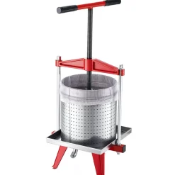 VEVOR Fruit Wine Press, 3.96Gal/15L, Stainless Steel Manual Juice Maker, Heavy Duty T-Shaped Handle & Cross-beam for Cider Apple Grape Vegetable Press, with 2 Filter Bags, for Kitchen Home Brewing