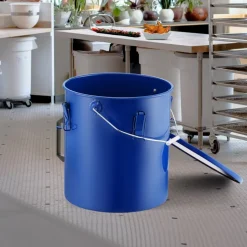 VEVOR Fryer Grease Bucket, 6 Gal Oil Disposal Caddy Carbon Steel Fryer Oil Bucket with Rust-Proof Coating, Oil Transport Container with Lid, Lock Clips, Filter Bag for Hot Cooking Oil Filtering, Blue