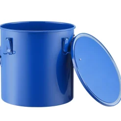 VEVOR Fryer Grease Bucket, 10 Gal Oil Disposal Caddy Carbon Steel Fryer Oil Bucket with Rust-Proof Coating, Oil Transport Container with Lid, Lock Clips, Filter Bag for Hot Cooking Oil Filtering, Blue