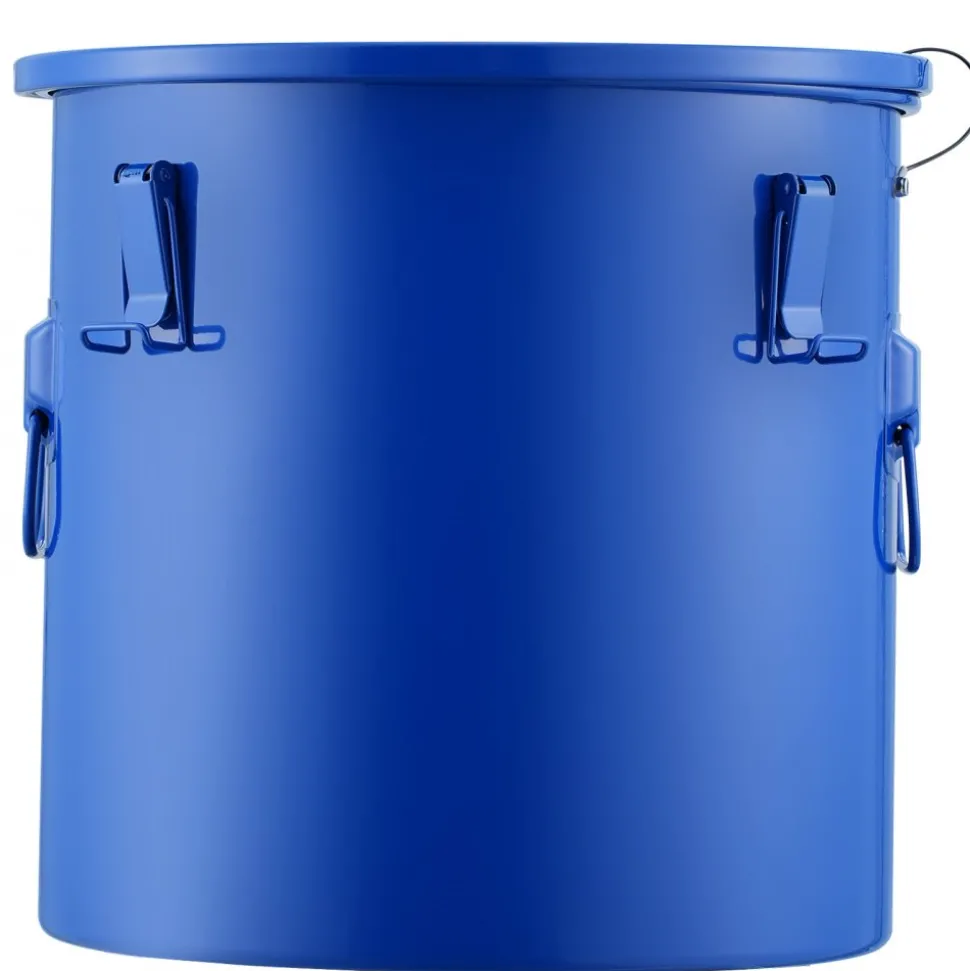 VEVOR Fryer Grease Bucket, 10 Gal Oil Disposal Caddy Carbon Steel Fryer Oil Bucket with Rust-Proof Coating, Oil Transport Container with Lid, Lock Clips, Filter Bag for Hot Cooking Oil Filtering, Blue