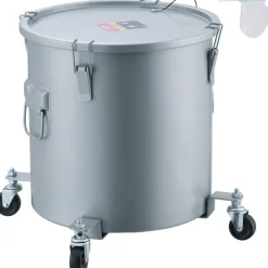 VEVOR Fryer Grease Bucket, 8 Gal Oil Disposal Caddy with Caster Base, Carbon Steel with Rust-Proof Coating, Oil Transport Container with Lid, Lock Clips, Filter Bag for Hot Cooking Oil Filtering, Gray