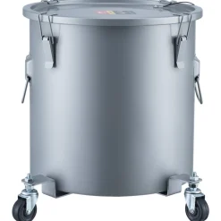 VEVOR Fryer Grease Bucket, 8 Gal Oil Disposal Caddy with Caster Base, Carbon Steel with Rust-Proof Coating, Oil Transport Container with Lid, Lock Clips, Filter Bag for Hot Cooking Oil Filtering, Gray