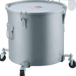 VEVOR Fryer Grease Bucket, 16 Gal Oil Disposal Caddy with Caster Base, Carbon Steel Rust-Proof Coating, Oil Transport Container with Lid, Lock Clips, Filter Bag for Hot Cooking Oil Filtering, Gray