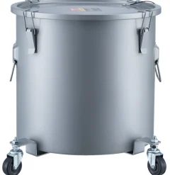 VEVOR Fryer Grease Bucket, 16 Gal Oil Disposal Caddy with Caster Base, Carbon Steel Rust-Proof Coating, Oil Transport Container with Lid, Lock Clips, Filter Bag for Hot Cooking Oil Filtering, Gray