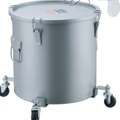 VEVOR Fryer Grease Bucket, 10 Gal Oil Disposal Caddy with Caster Base, Carbon Steel Rust-Proof Coating, Oil Transport Container with Lid, Lock Clips, Filter Bag for Hot Cooking Oil Filtering, Gray