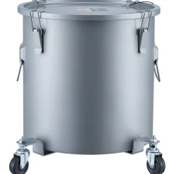 VEVOR Fryer Grease Bucket, 10 Gal Oil Disposal Caddy with Caster Base, Carbon Steel Rust-Proof Coating, Oil Transport Container with Lid, Lock Clips, Filter Bag for Hot Cooking Oil Filtering, Gray