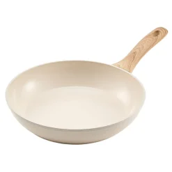 VEVOR Frying Pan Skillet, Aluminum Egg Fry Pans, 3 Piece (8, 9.5, 11 in), Nonsitck Ceramic Heavy-Duty Skillets with Heat-Resistant Handle, Chef's Kitchen Cookware for Gas, Electric, Induction, Beige