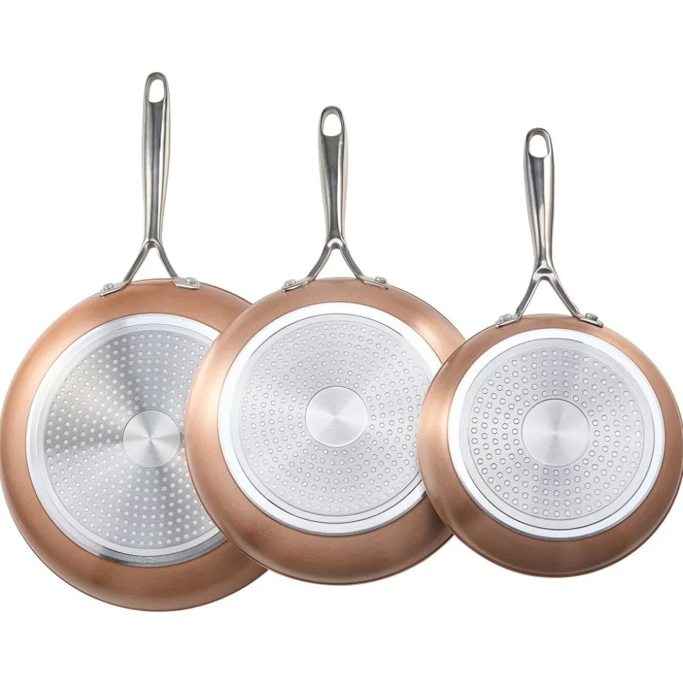 VEVOR Frying Pan Skillet, Aluminum Egg Fry Pans, 3 Piece (8, 10, 12 in), Nonsitck Ceramic Heavy-Duty Skillets with Heat-Resistant Handle, Chef's Cookware, for Oven, Gas, Electric, Induction, Grey