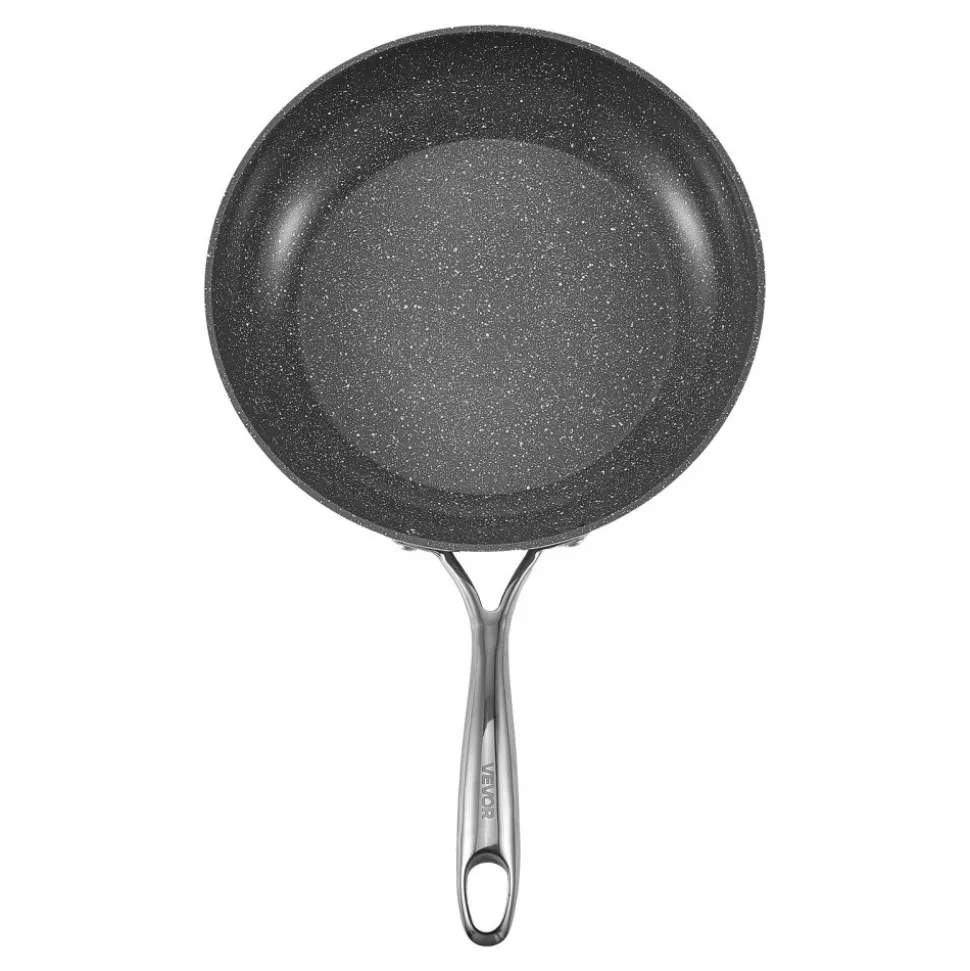 VEVOR Frying Pan Skillet, Aluminum Egg Fry Pans, 3 Piece (8, 10, 12 in), Nonsitck Ceramic Heavy-Duty Skillets with Heat-Resistant Handle, Chef's Cookware, for Oven, Gas, Electric, Induction, Grey
