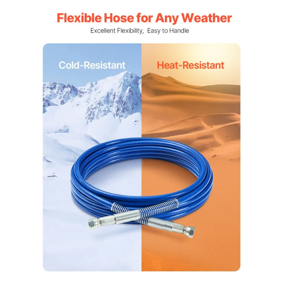 VEVOR 25ft Airless Paint Sprayer Hose, 1/4 in Universal Airless Paint Spray Hose, 4350 PSI High Pressure Flexible Airless Sprayer Hose, Multi-Layer Reinforced Steel Wire Braid Hose for Paint Sprayer