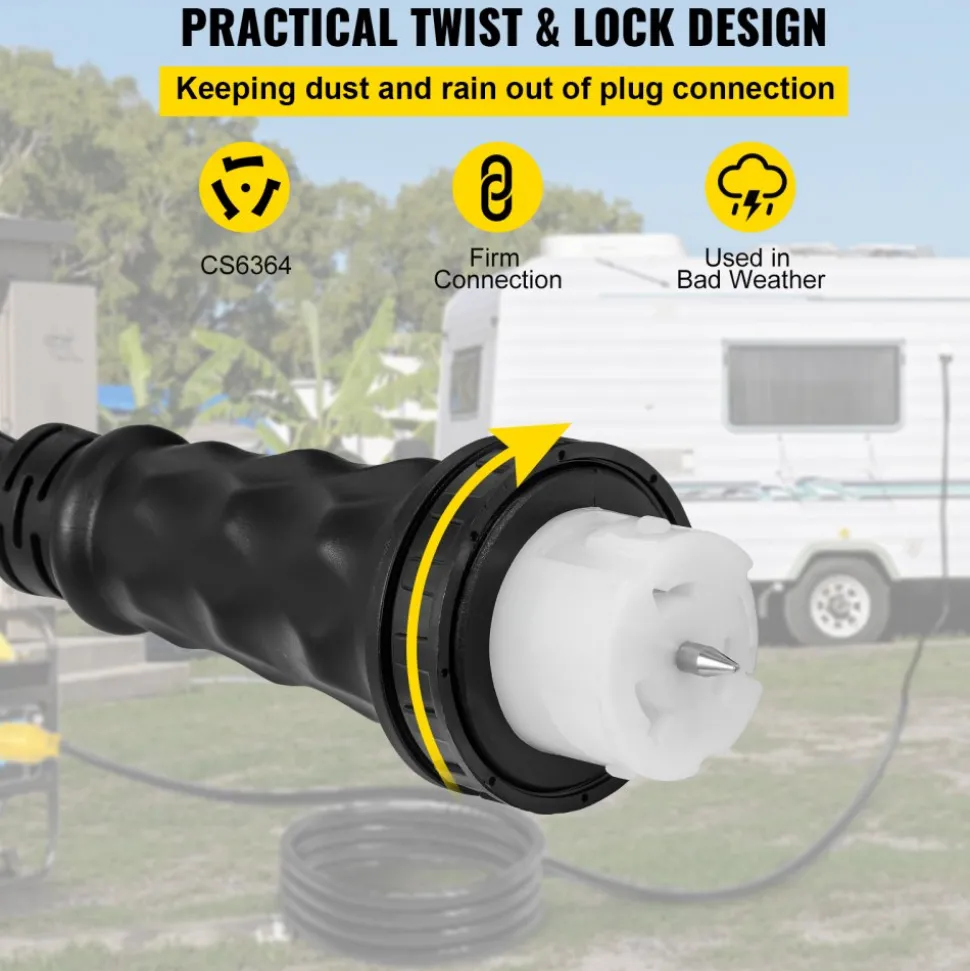 VEVOR 75Ft 50 Amp Generator Extension Cord,N14-50P & SS2-50R & CS6364 4 Prong, 50 Amp Generator Cord 125V 250V with Twist Lock Connectors, Generator Power Cord