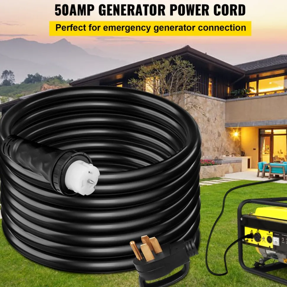 VEVOR 75Ft 50 Amp Generator Extension Cord,N14-50P & SS2-50R & CS6364 4 Prong, 50 Amp Generator Cord 125V 250V with Twist Lock Connectors, Generator Power Cord