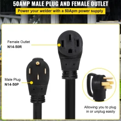 VEVOR 50Ft 50 Amp RV Extension Cord Durable Premium Power Cord RV 26.5mm Wire Diameter Extension Cord Copper Wire RV Cord Power Supply Cable for Trailer Motorhome Camper with Handles