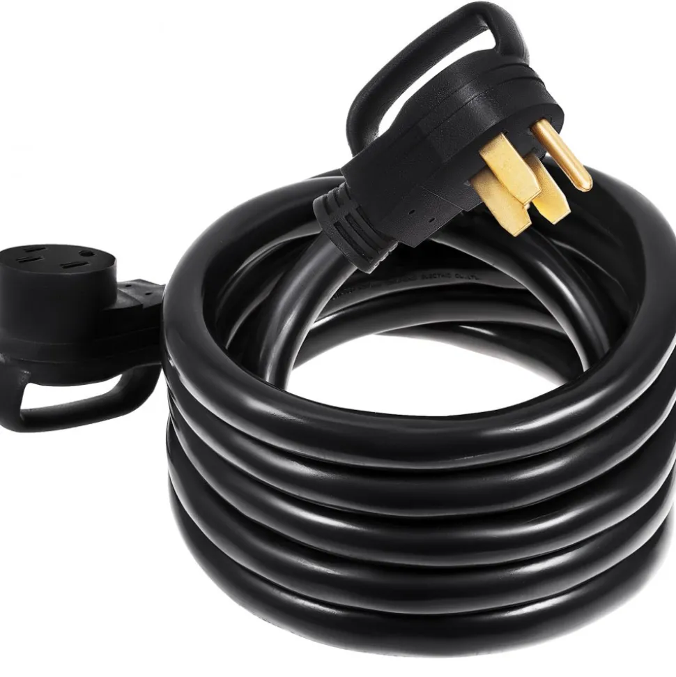 VEVOR 50Ft 50 Amp RV Extension Cord Durable Premium Power Cord RV 26.5mm Wire Diameter Extension Cord Copper Wire RV Cord Power Supply Cable for Trailer Motorhome Camper with Handles