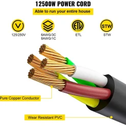 VEVOR 50Ft 50 Amp RV Extension Cord Durable Premium Power Cord RV 26.5mm Wire Diameter Extension Cord Copper Wire RV Cord Power Supply Cable for Trailer Motorhome Camper with Handles