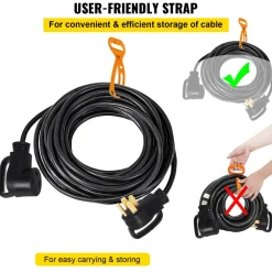 VEVOR 36 FT 50 Amp RV Extension Cord NEMA 14-50P to 14-50R, 26.5mm Wire Diameter Heavy Duty RV Power Cord for Trailer Motorhome Camper with Handles