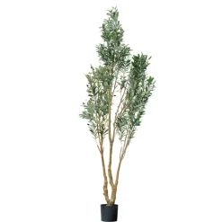 VEVOR 8FT Artificial Olive Tree with Black Pot, Tall Fake Tree with Natural Wood Trunk & Realistic Green Leaves and Fruits, Indoor Faux Plant for Home, Office, Living Room, Corner Decor