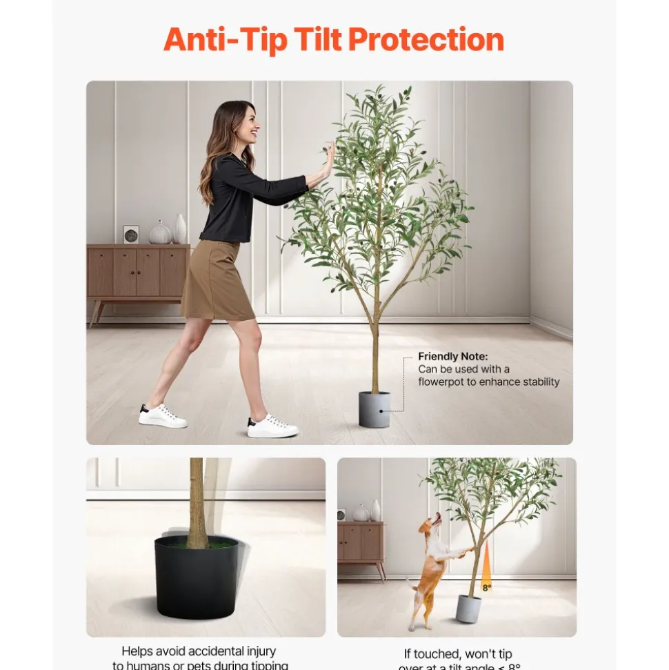 VEVOR 5FT Artificial Olive Tree with Black Pot, Tall Fake Tree with Natural Wood Trunk & Realistic Green Leaves and Fruits, Indoor Faux Plant for Home, Office, Living Room, Corner Decor