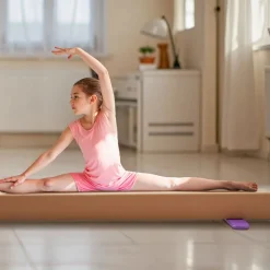 VEVOR 8FT Balance Beam for Kids, 350 LBS Stable Support Gymnastics Floor Beam with Non-Slip Wooden Mats, Wood-Core Gymnastics Training Equipment with Anti-Slip Bottom for Home and Gym, Yellow